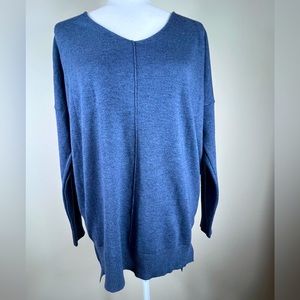 Dreamers by debut  Tunic Long Sleeve Smoke Blue Lightweight Sweater, Size S/M